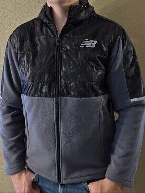 NWT New Balance Hooded Fleece Medium Black Camo & Gray